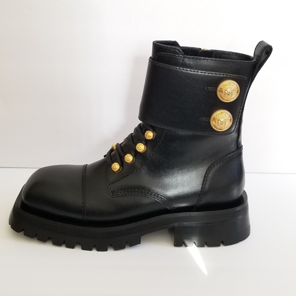 Balmain Ranger Army Leather Combat Boots Black Size 38.5 - Picture 4 of 11